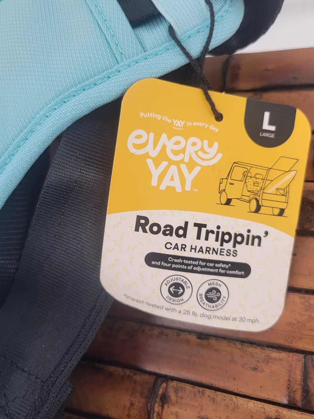 Road Trippin' Large Dog Harness in Light Blue